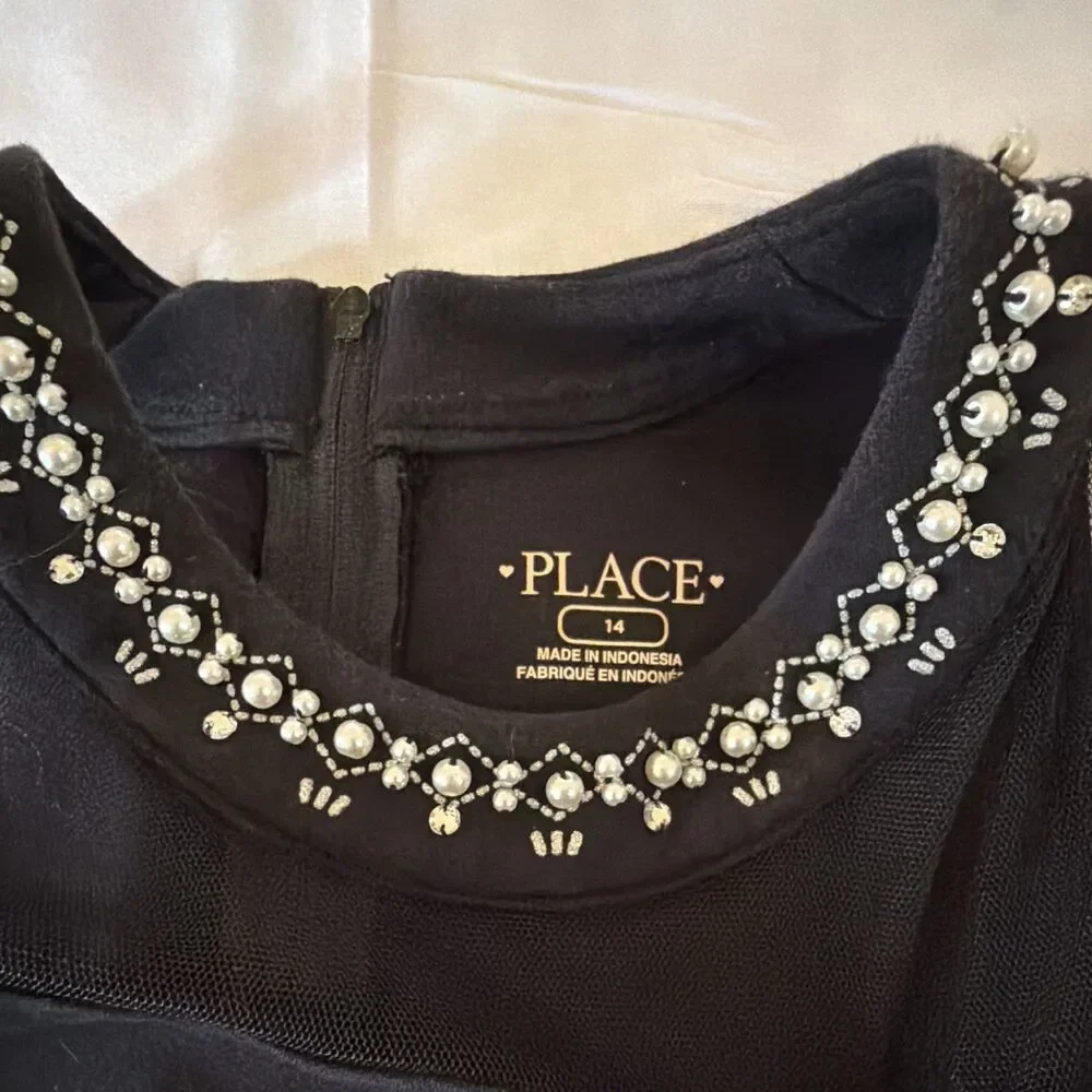 Girls, Children's Place, Black Dressy Romper, Size 14